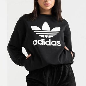 ADIDAS M Originals Trefoil Sweatshirt Pullover crewneck graphic black white
